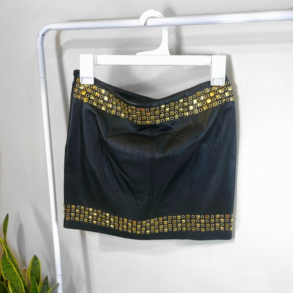 Tory Burch Black Leather Mini Skirt - Picture 2 of 3